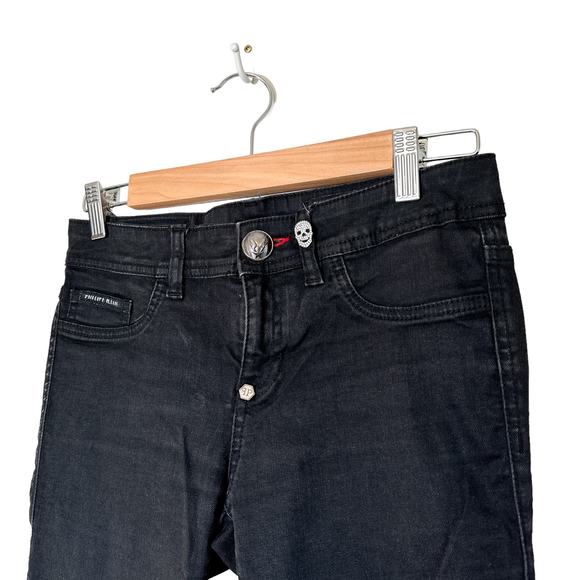 Philipp Plein Devil's Food Skinny Stretch Low Rise Jegging Black Fade Wash 27 - Picture 3 of 16